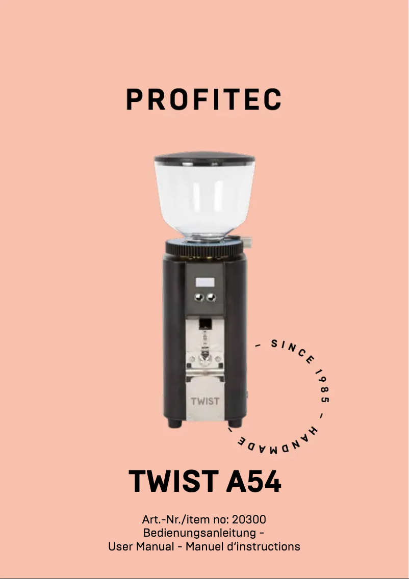 Page 1 de la notice Manuel utilisateur Profitec TWIST A54