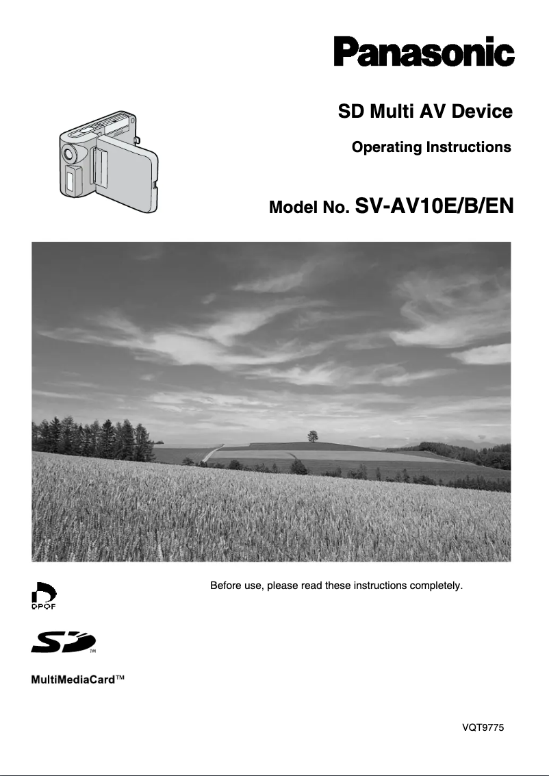 Image de la première page du manuel de l'appareil SV-AV10E