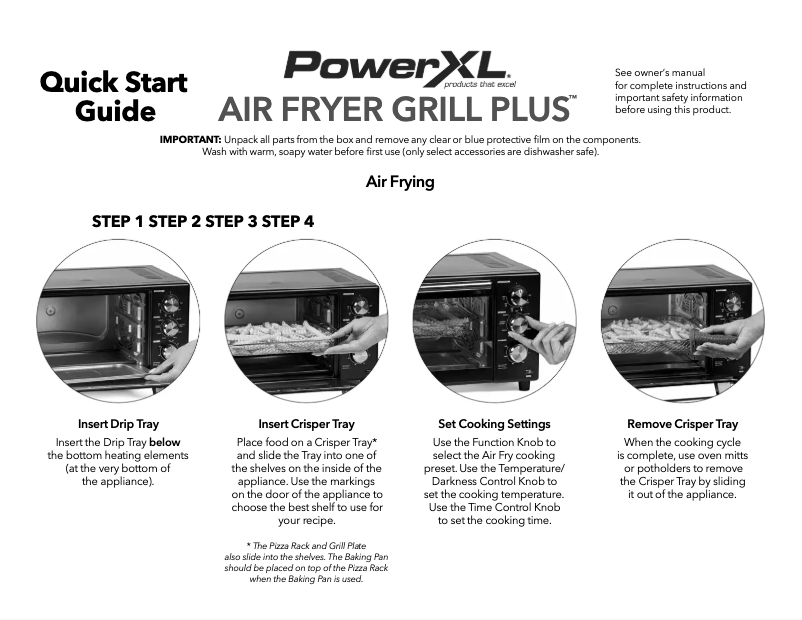 Page n°1 - Guide de démarrage rapide PowerXL Air Fryer Grill Plus B-AFO-002G-1