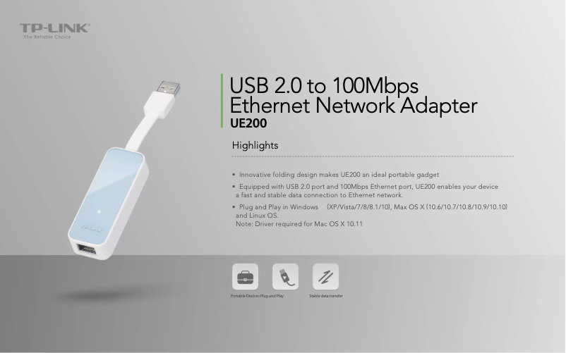 Page 1 de la notice Manuel utilisateur TP-Link UE200