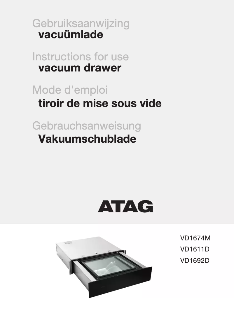Page 1 de la notice Manuel utilisateur Atag VD1674M