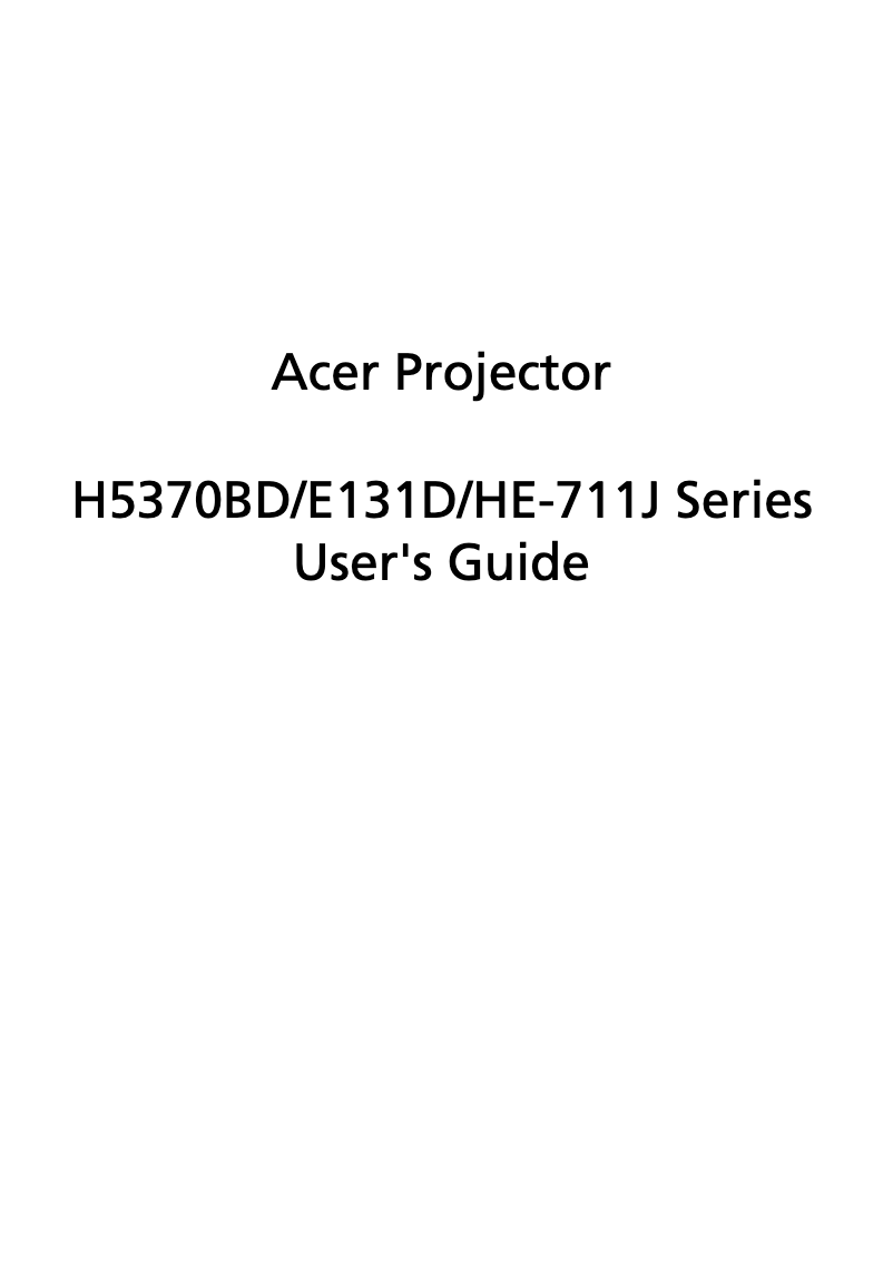 Page 1 de la notice Manuel utilisateur Acer H5370BD