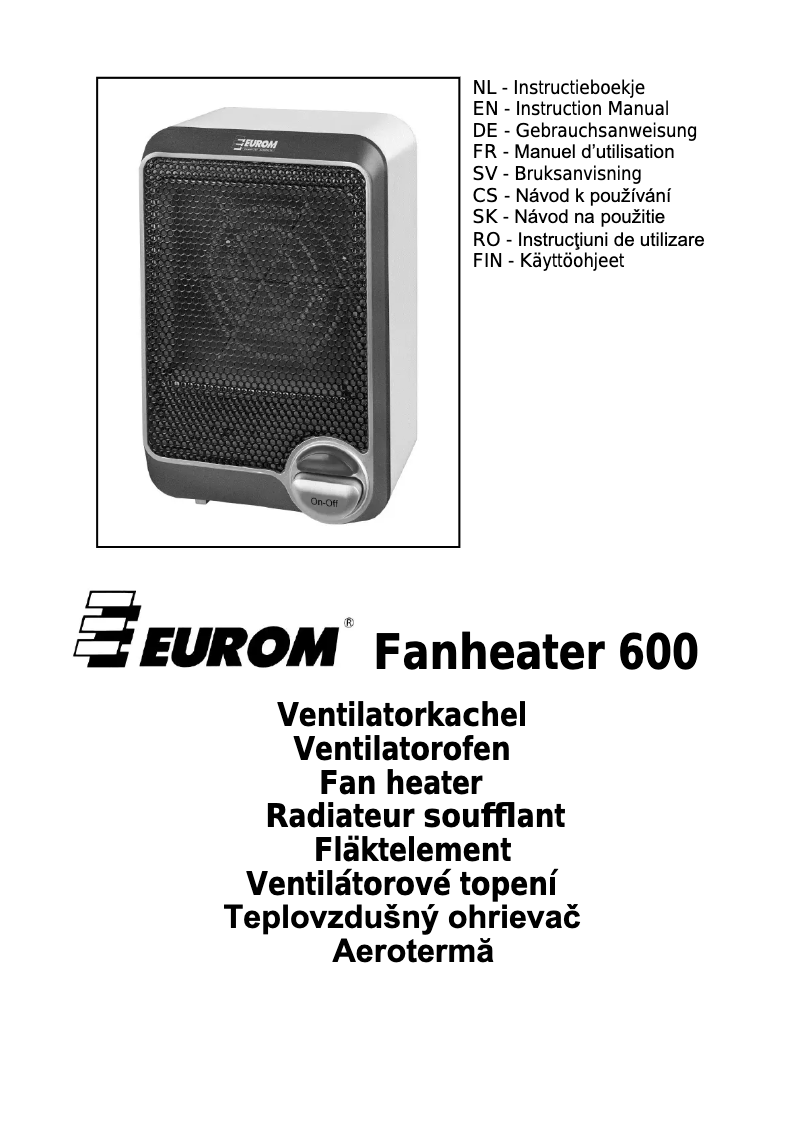 Imagen de la primera página del manual del dispositivo Fanheater 600