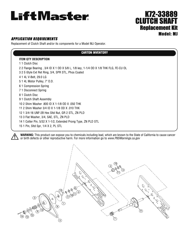 Page n°1 - Guide de démarrage rapide LiftMaster MH5011U