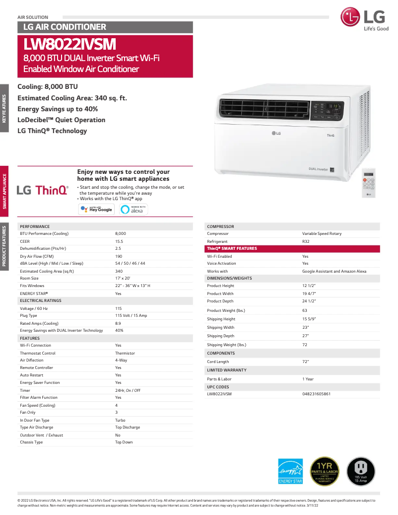 Image de la première page du manuel de l'appareil LW8022IVSM