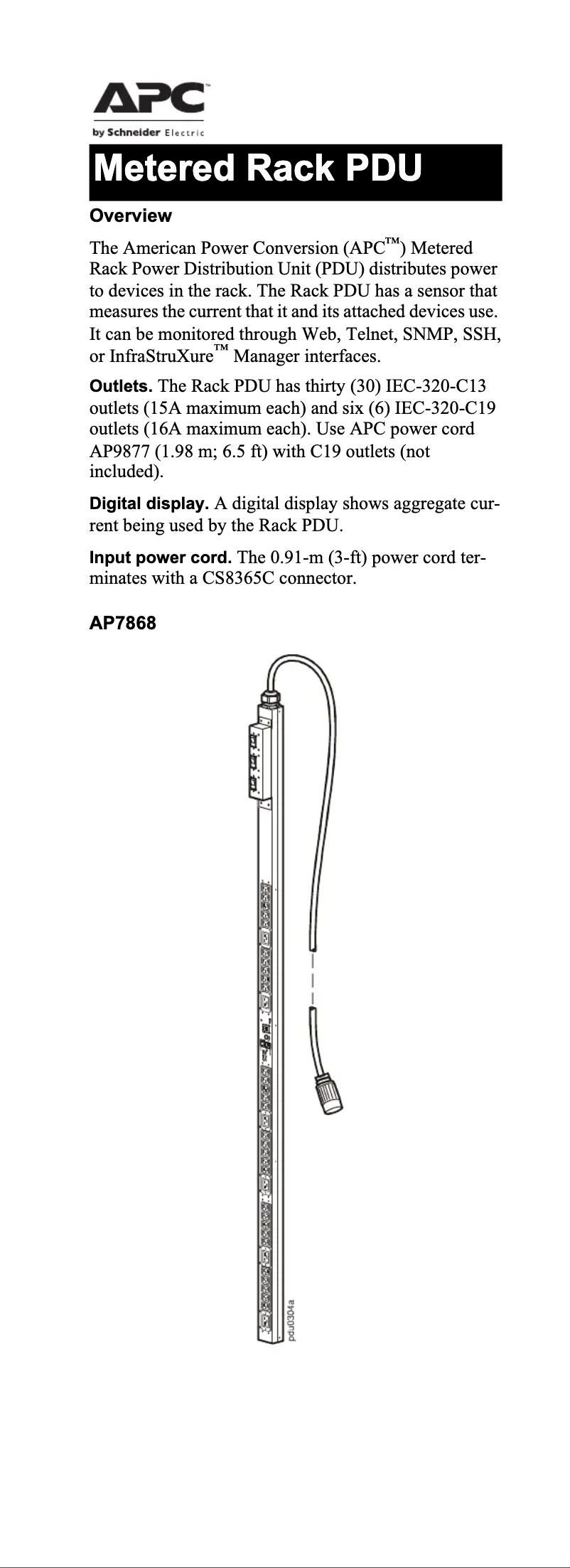 Page n°1 - Manuel utilisateur APC AP7868
