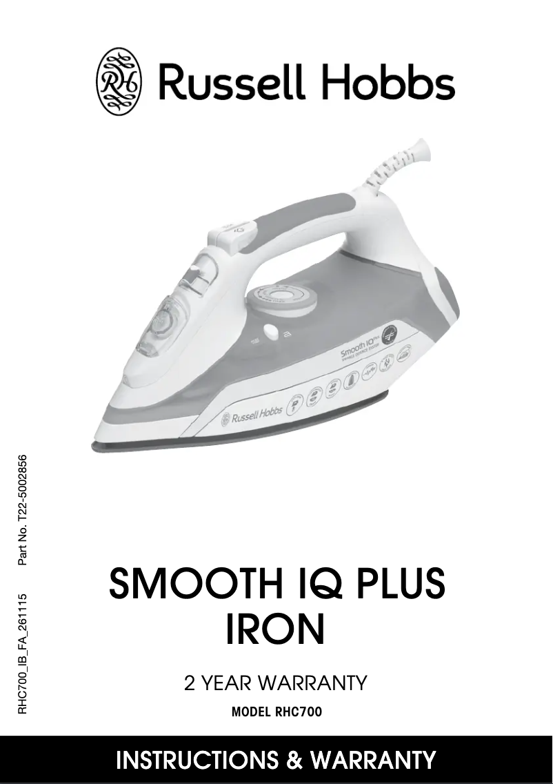 Image de la première page du manuel de l'appareil Smooth IQ Plus RHC700
