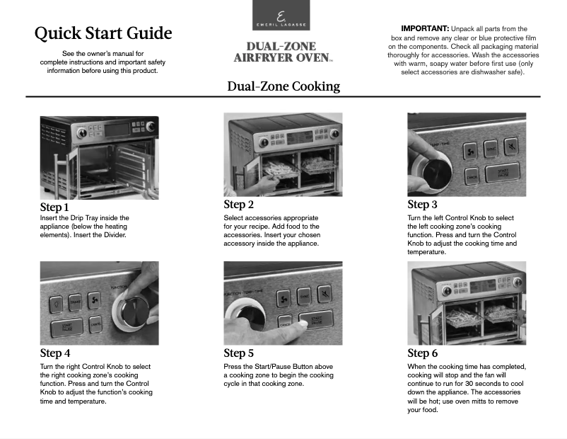 Page n°1 - Guide de démarrage rapide Emeril Lagasse Dual-Zone AirFryer Oven DZEL24-02