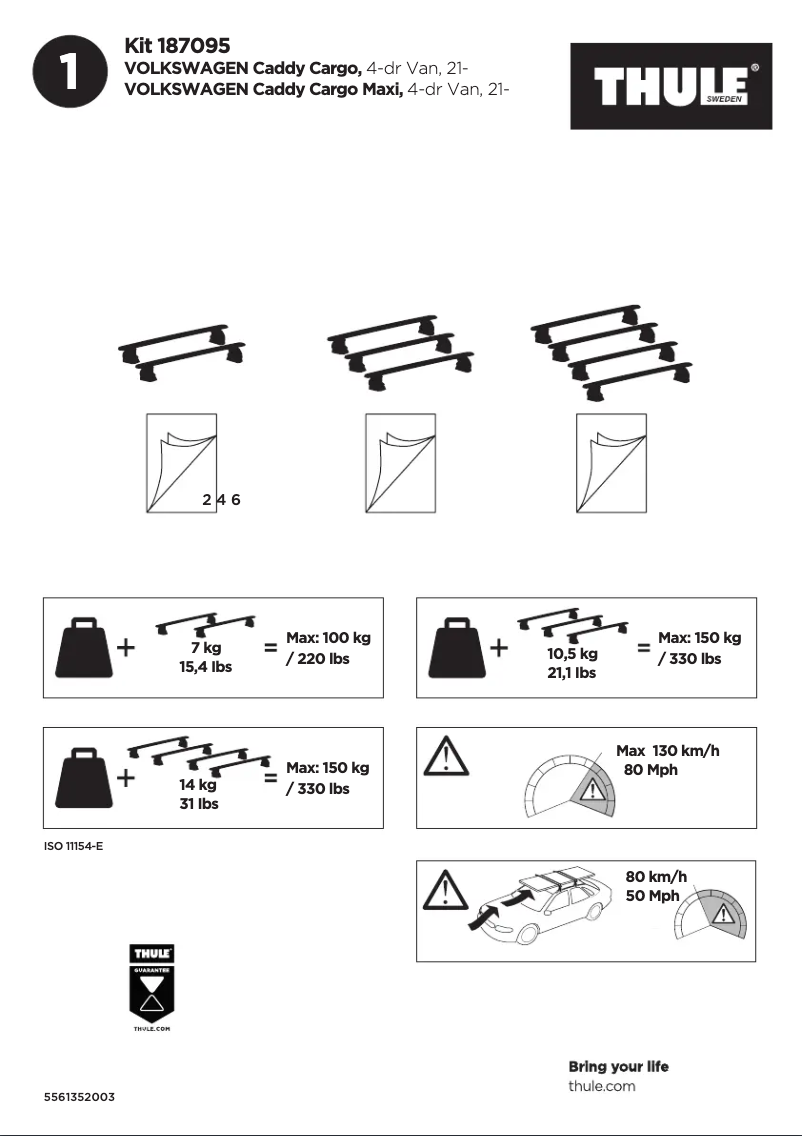 Page 1 de la notice Manuel utilisateur Thule Kit 187095