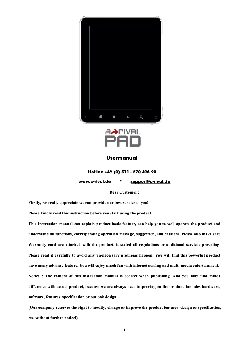 Imagen de la primera página del manual del dispositivo NAV-PA83