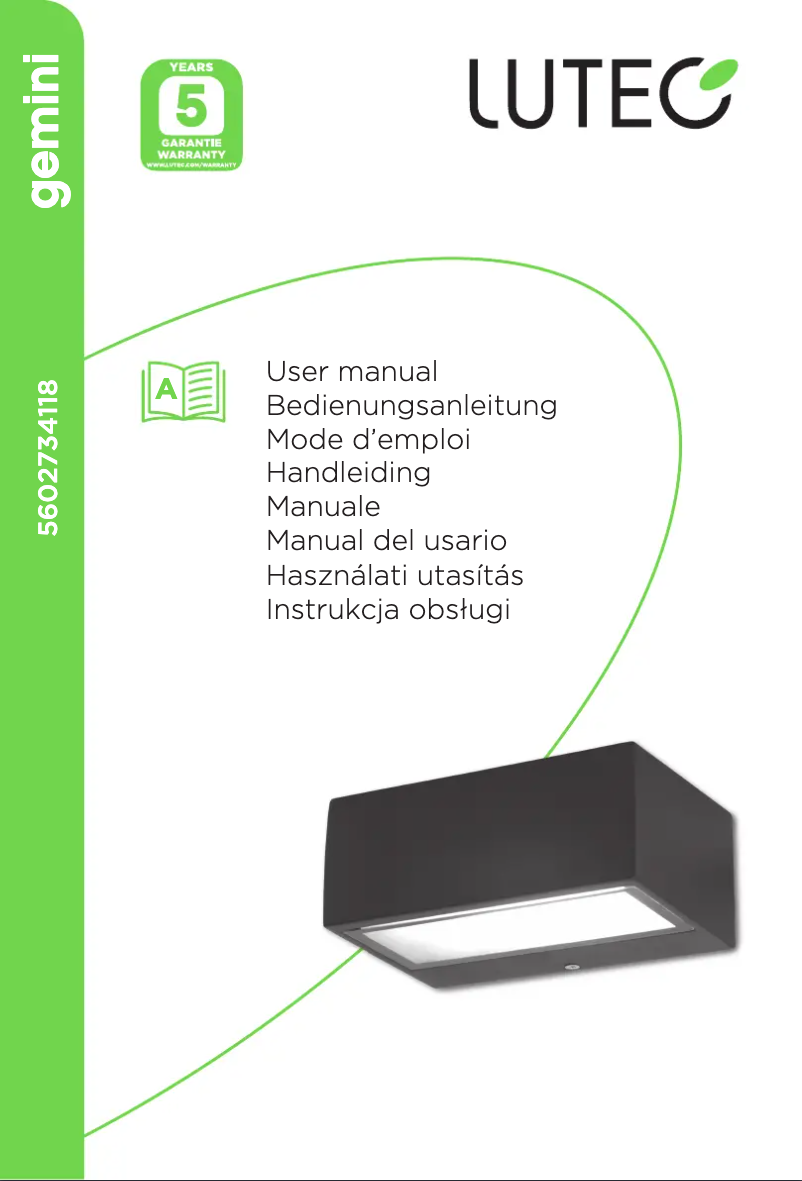 Page 1 de la notice Manuel utilisateur Lutec Gemini