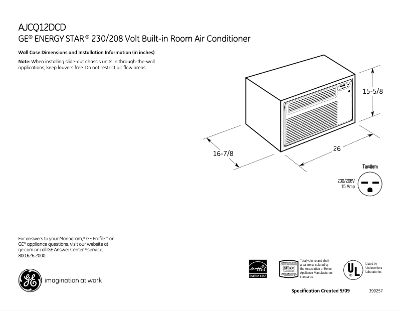 First page image of the manual for AJCQ12DCD