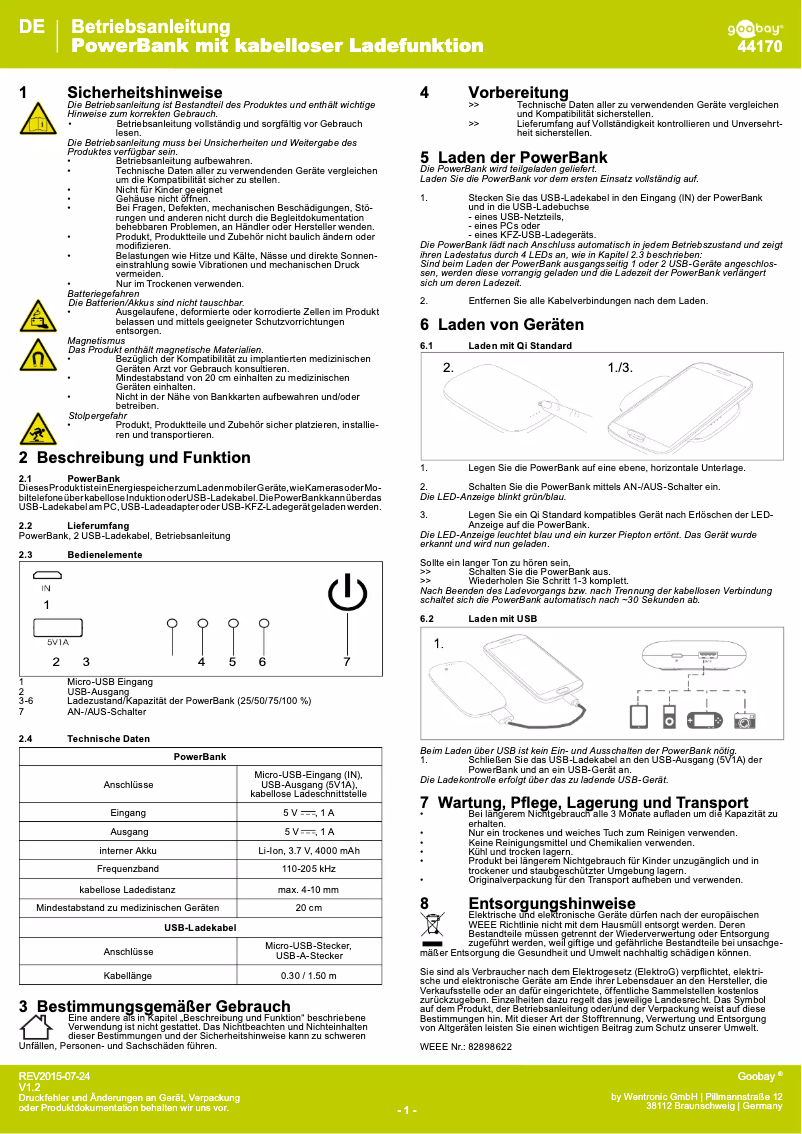 Página 1 del manual Manual de usuario Goobay 44170