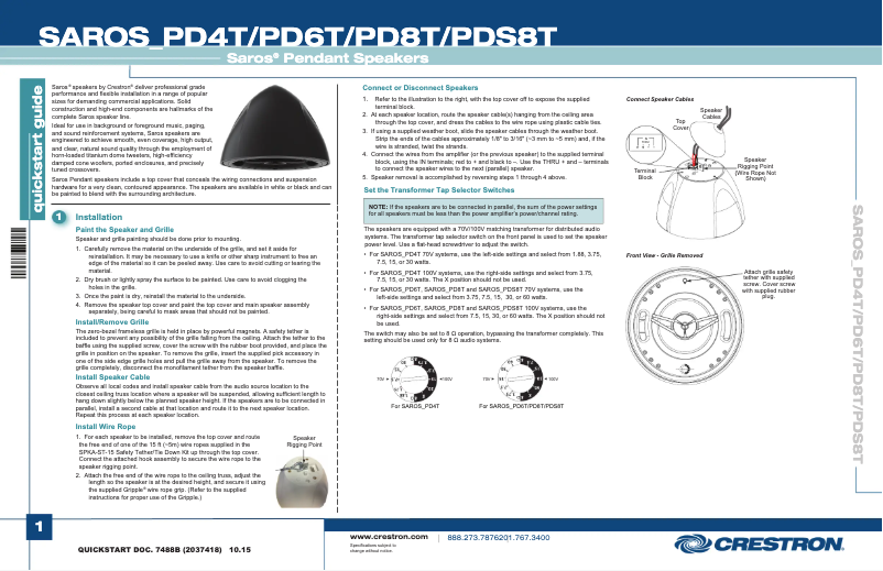 Page n°1 - Manuel utilisateur Crestron SAROS PDS8T-B-T-EACH