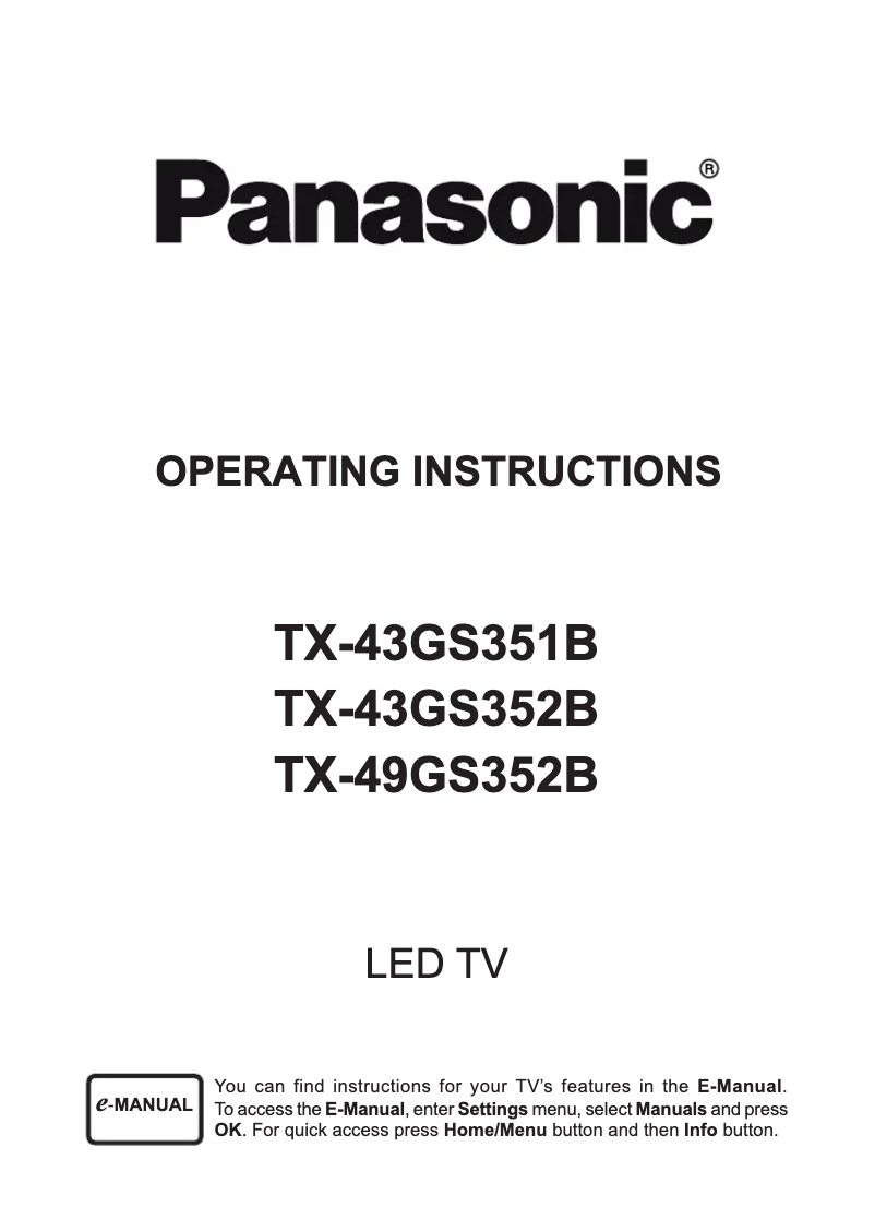 Page 1 de la notice Manuel utilisateur Panasonic TX-43GS351B