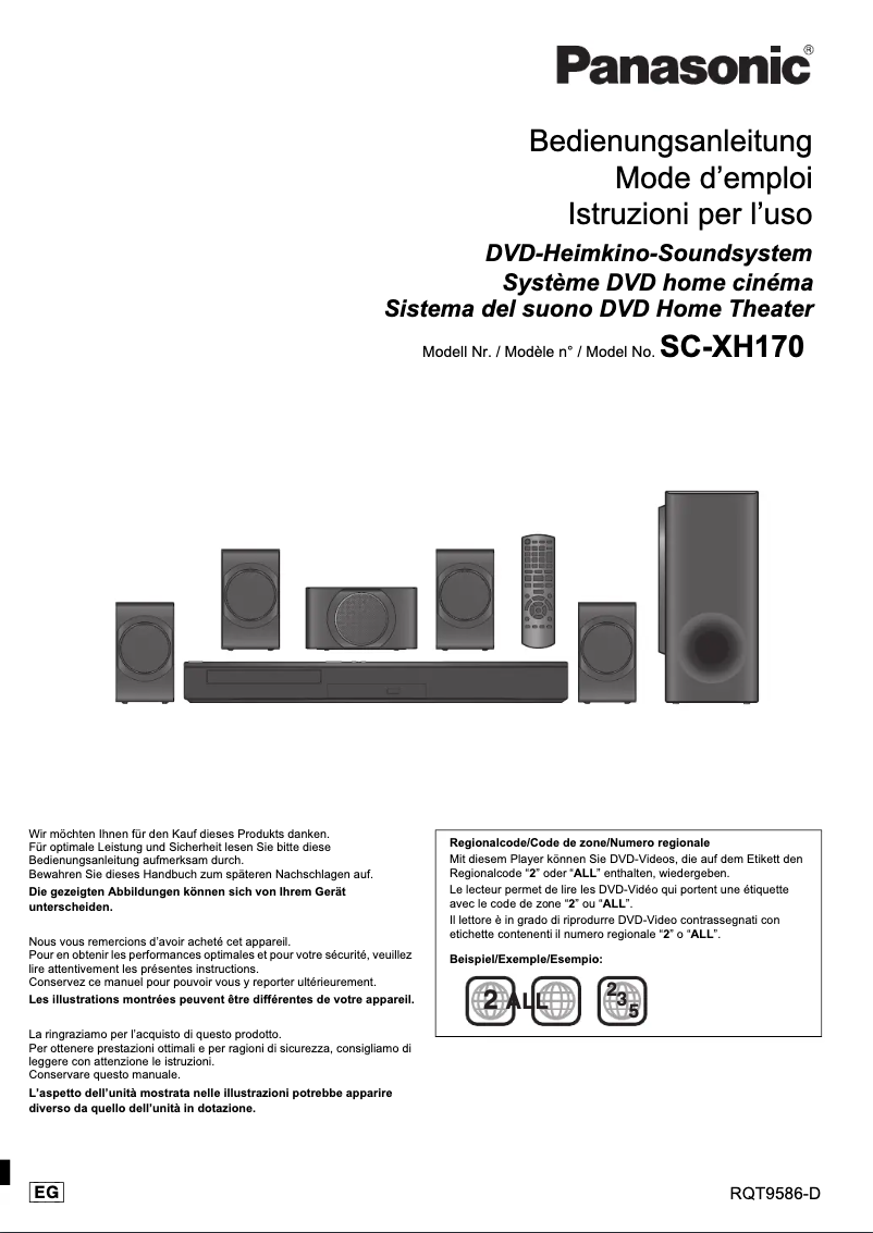 Page 1 de la notice Manuel utilisateur Panasonic SC-XH170