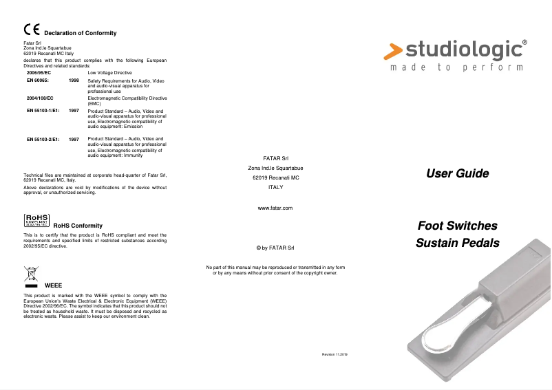 Page 1 de la notice Manuel utilisateur Studiologic VFP1/25