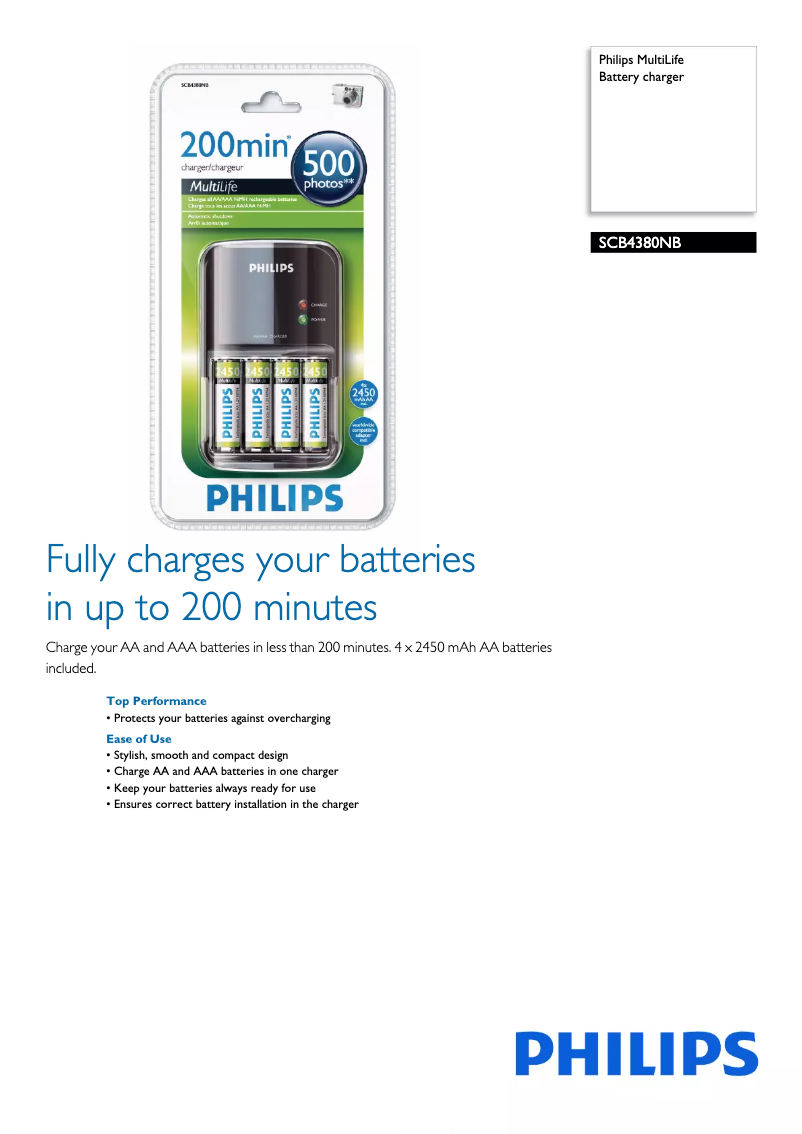 Page 1 de la notice Brochure Philips MultiLife SCB4380NB