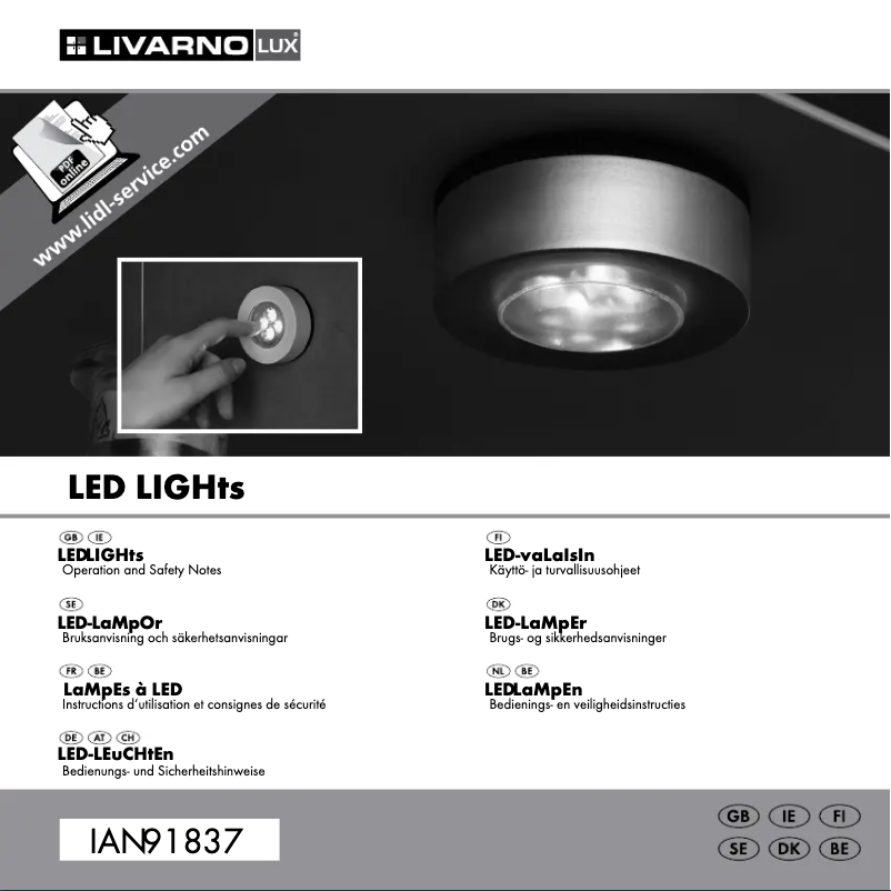 Page 1 de la notice Manuel utilisateur Livarno Lux IAN 91837