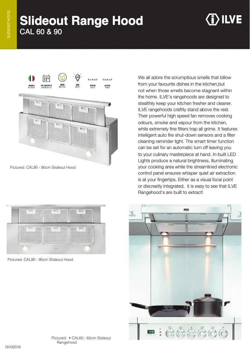Page 1 de la notice Fiche technique Ilve CAL60