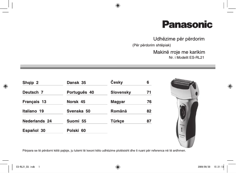 Image de la première page du manuel de l'appareil ES-RL21
