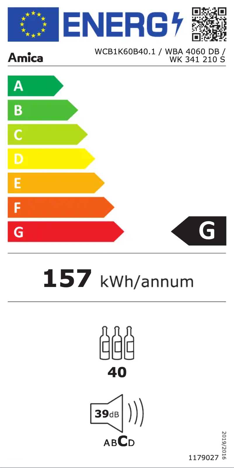 Page n°1 - Label énergétique Amica WK 341 210 S
