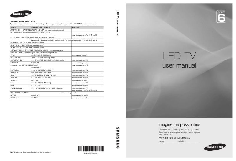 Image de la première page du manuel de l'appareil UE40C6905VS