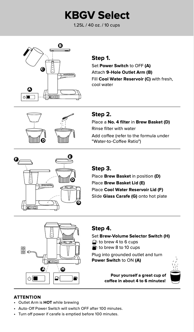 Page 1 de la notice Manuel utilisateur Technivorm Moccamaster KBGV Select