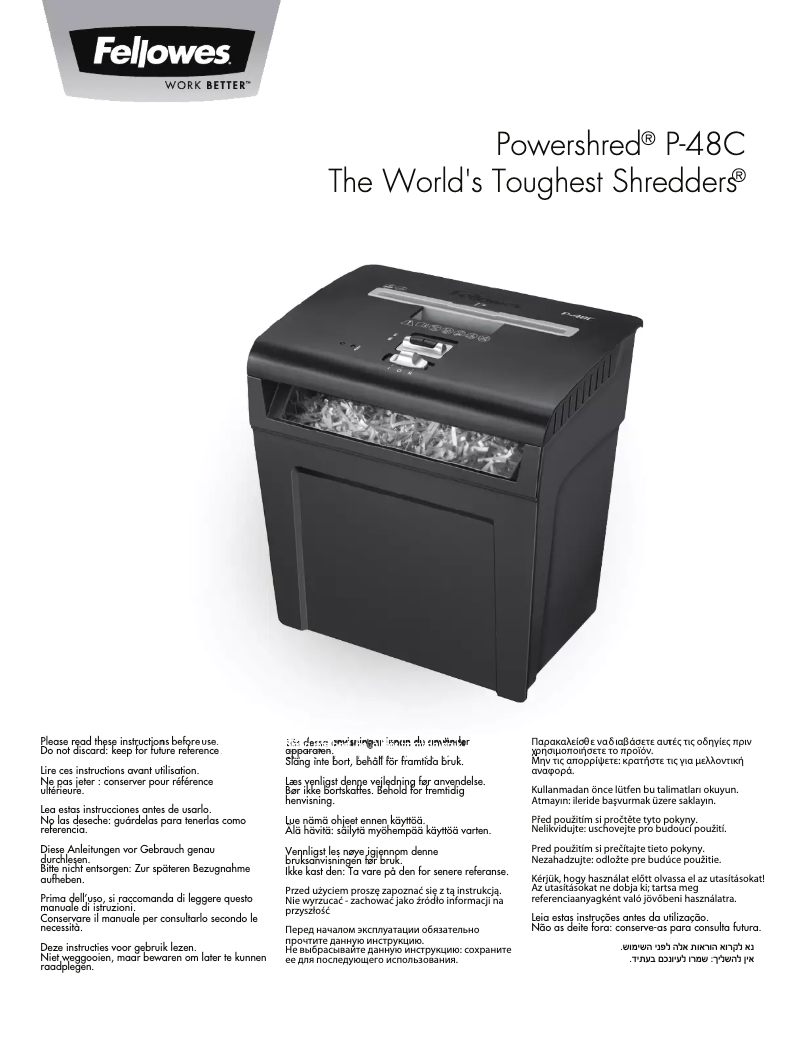 Page n°1 - Manuel utilisateur Fellowes Powershred P-48C