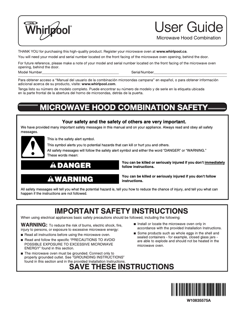 Page 1 de la notice Manuel utilisateur Whirlpool YWMH31017AB