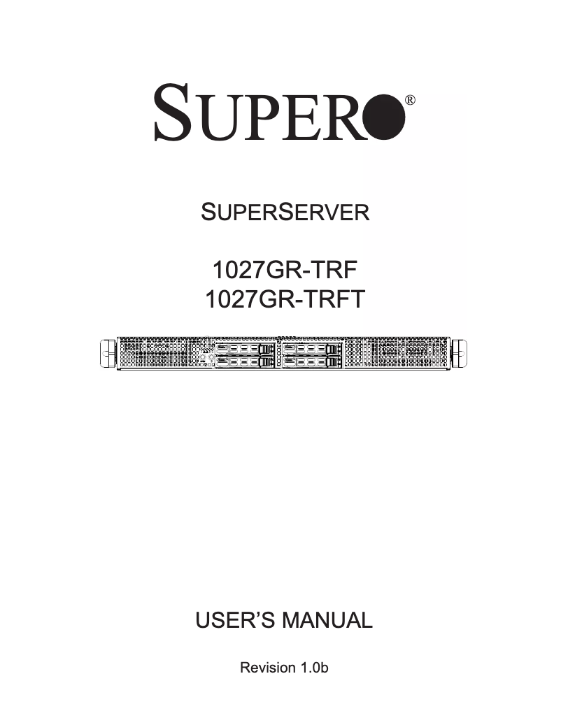 Page 1 de la notice Manuel utilisateur Supermicro SuperServer 1027GR-TR2