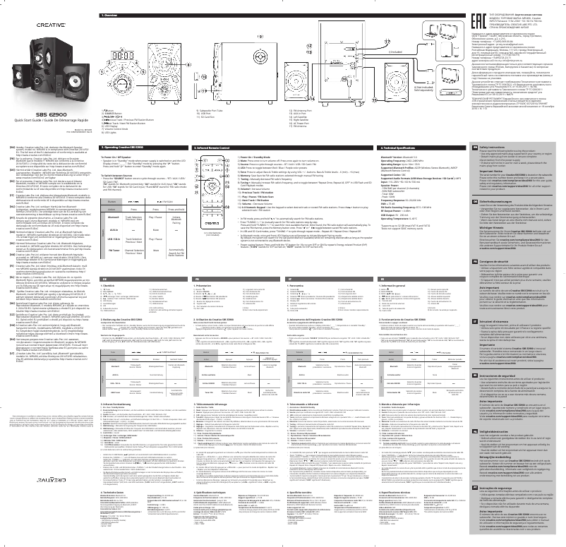 Page 1 de la notice Manuel utilisateur Creative SBS E2900