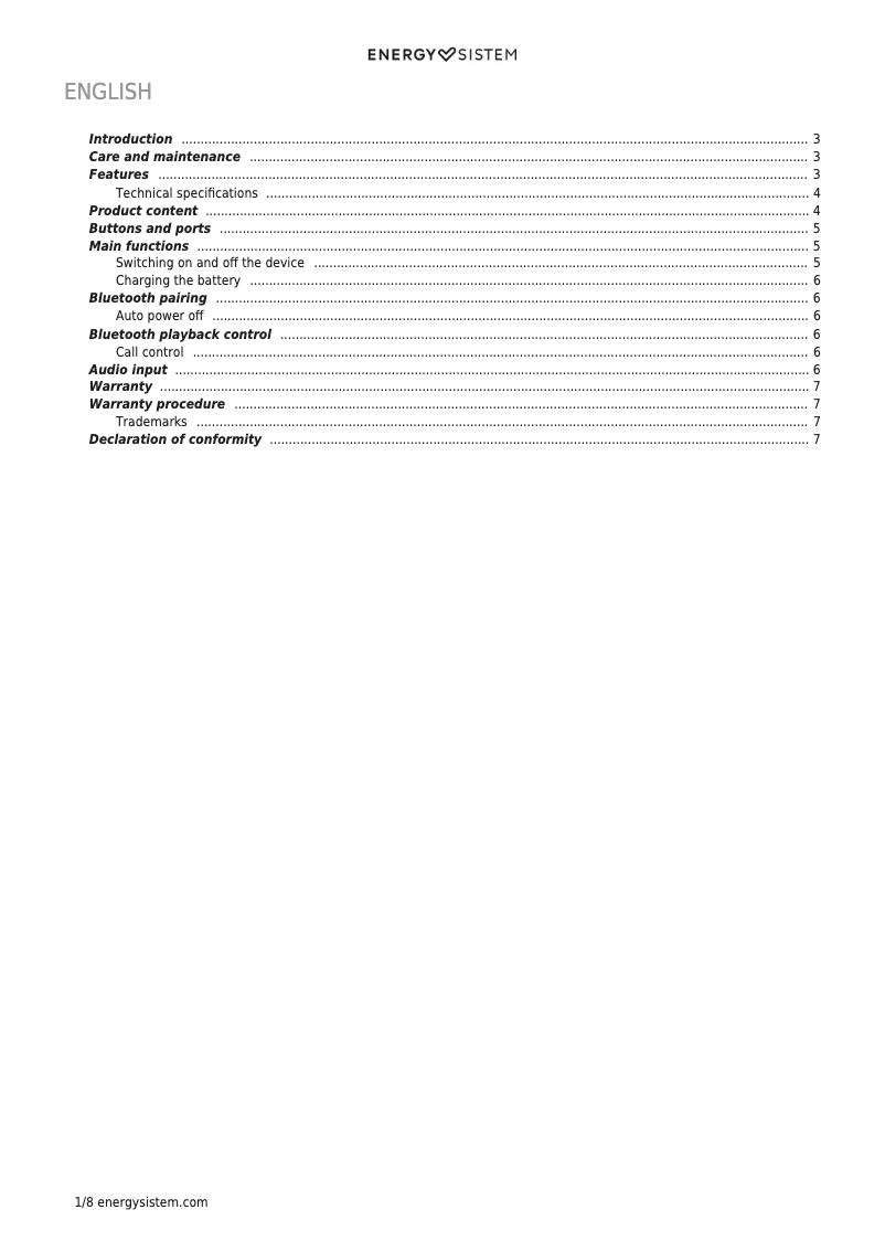 Image de la première page du manuel de l'appareil Headphones 2 Bluetooth