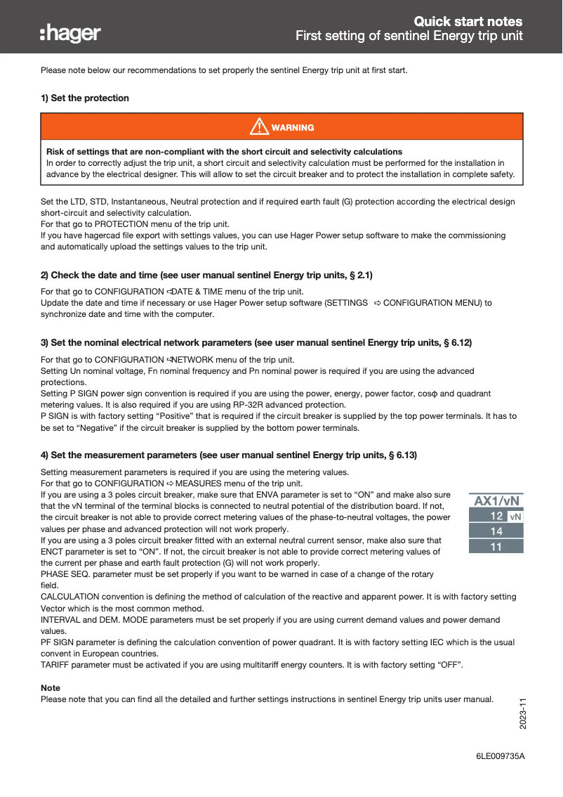 Page n°1 - Guide de démarrage rapide Hager HW1M308DE