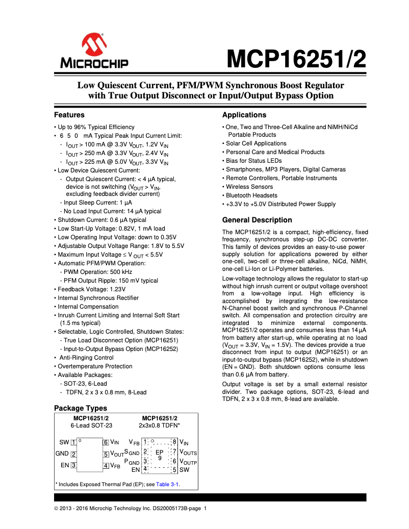 Page 1 de la notice Manuel utilisateur Microchip MCP16251