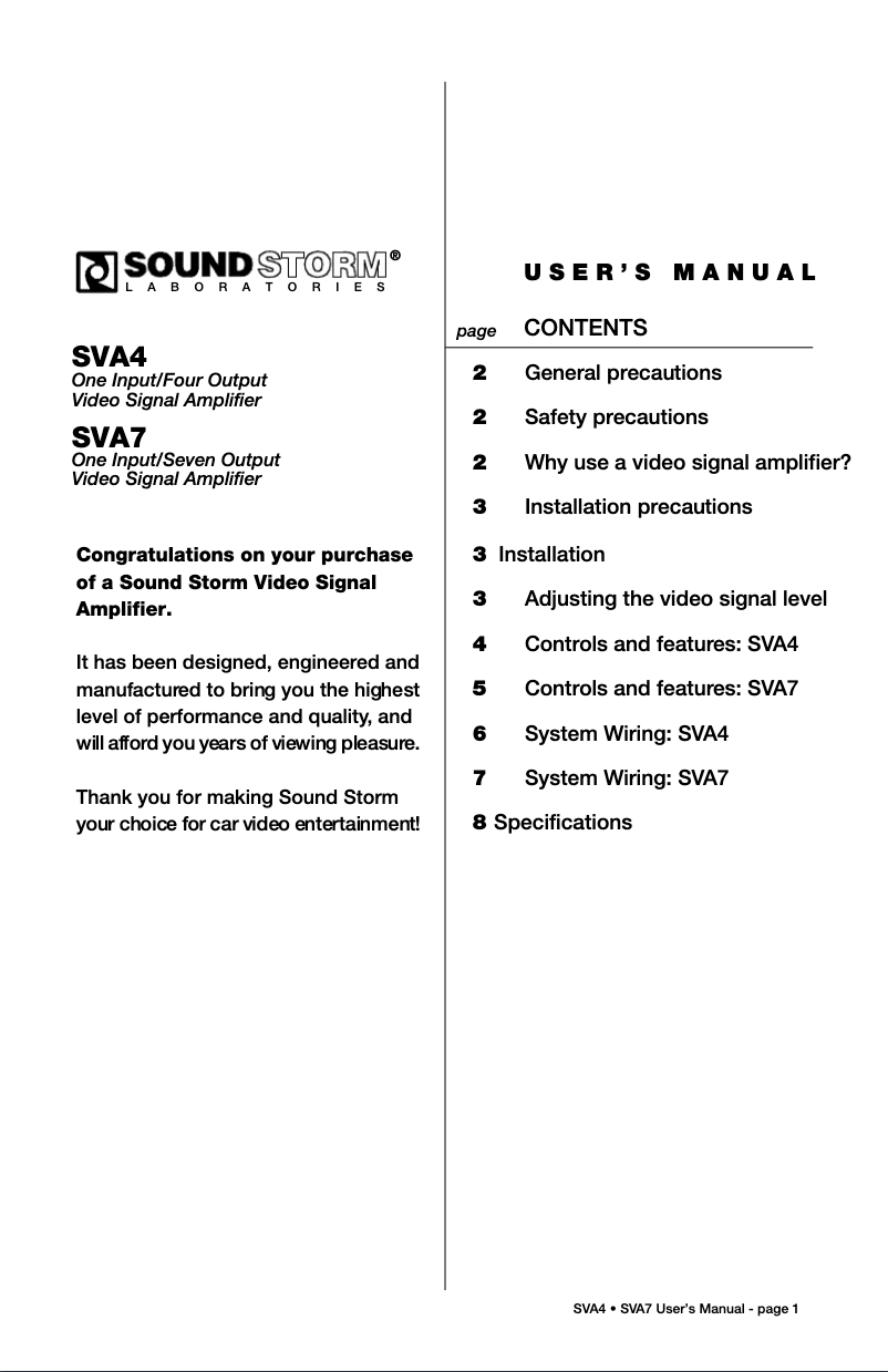 Page n°1 - Manuel utilisateur SSL SVA4