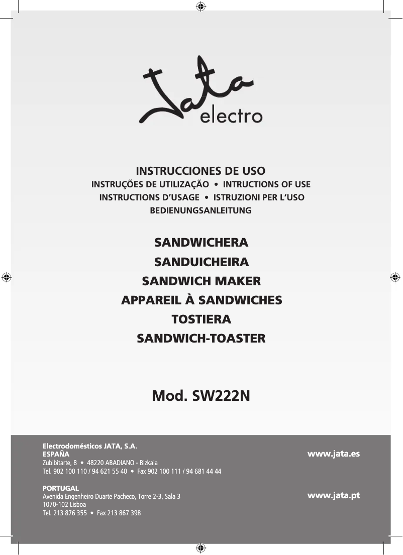 Image de la première page du manuel de l'appareil SW222N