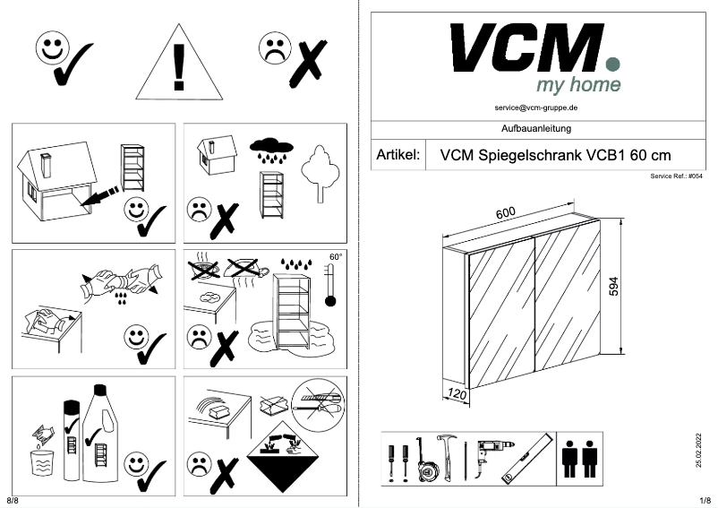 Page 1 de la notice Instructions / montage VCM Badinos