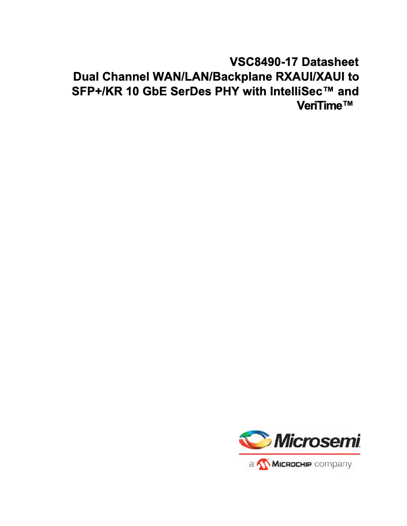 Page 1 de la notice Fiche technique Microchip VSC8490
