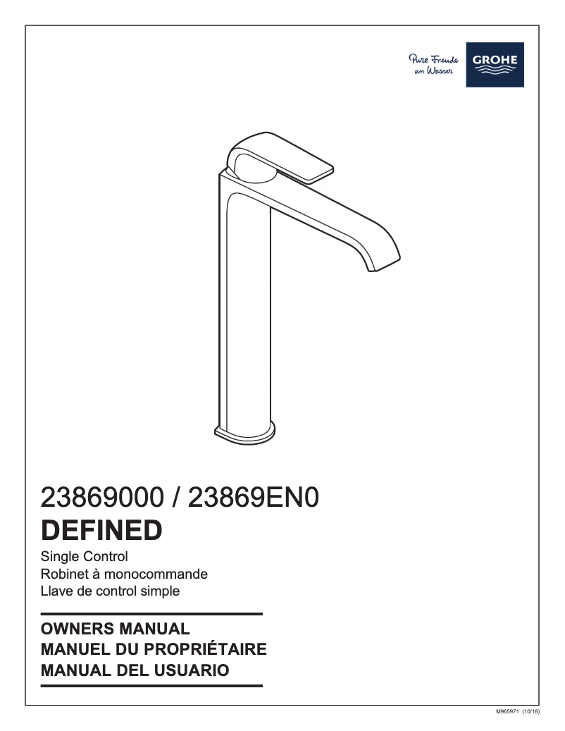 Page n°1 - Manuel utilisateur Grohe Defined 23869EN0
