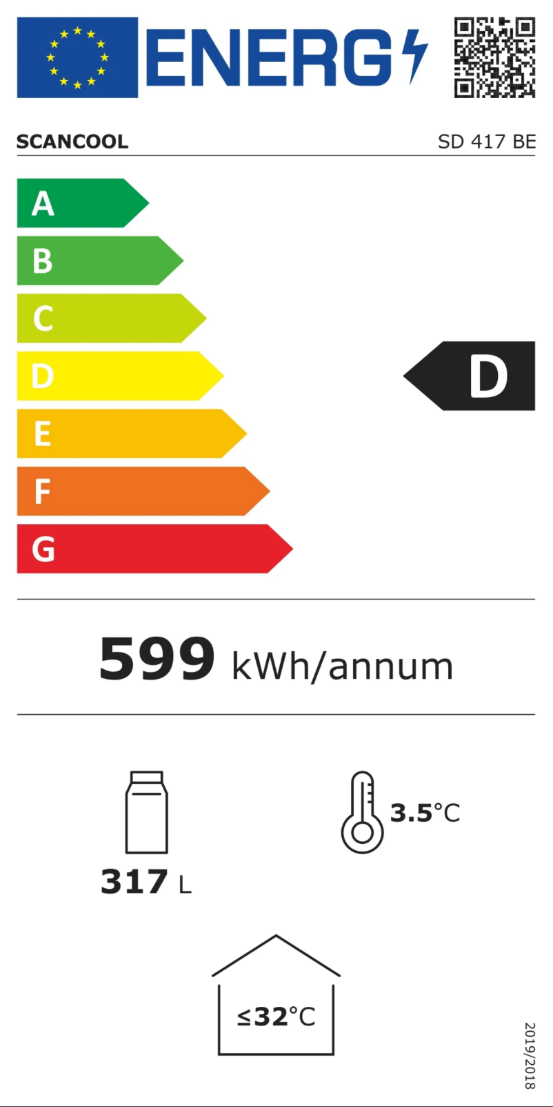 Page n°1 - Label énergétique Scancool SD 417 BE