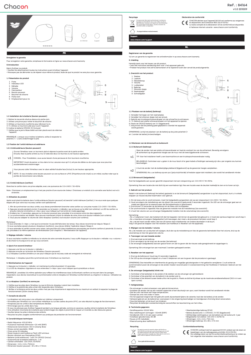 Page n°1 - Manuel utilisateur Chacon 84164