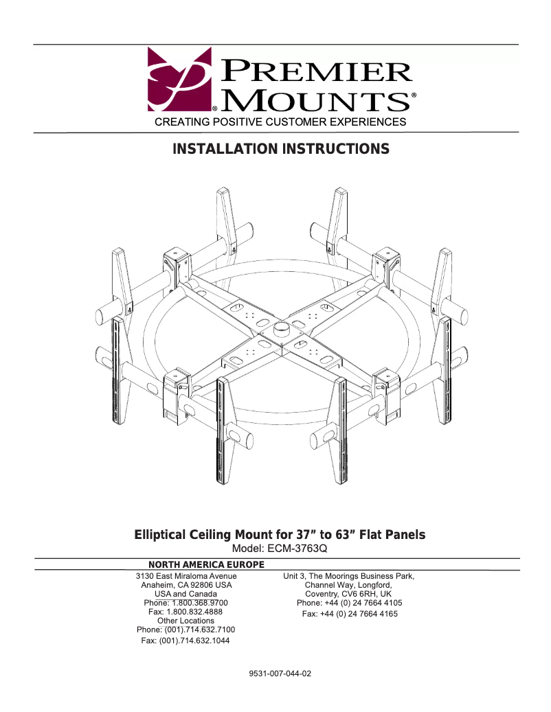 Página 1 del manual Manual de usuario Premier Mounts ECM-3763Q