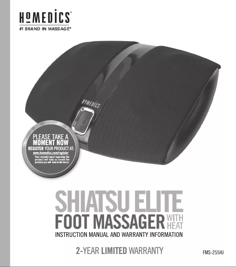 Page 1 de la notice Manuel utilisateur Homedics FMS-255HJ