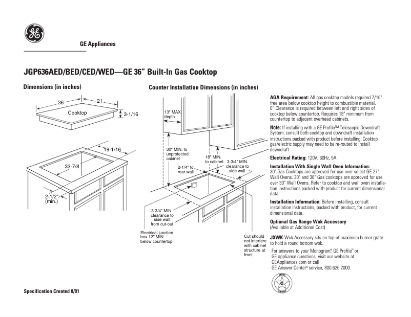 Image de la première page du manuel de l'appareil JGP636AEDAA