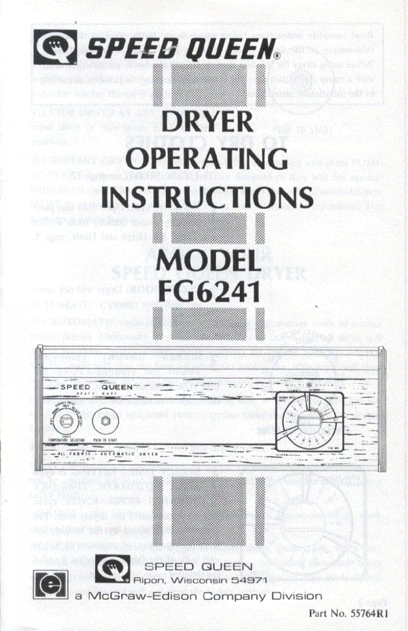 Page 1 de la notice Manuel utilisateur Speed Queen FG6241