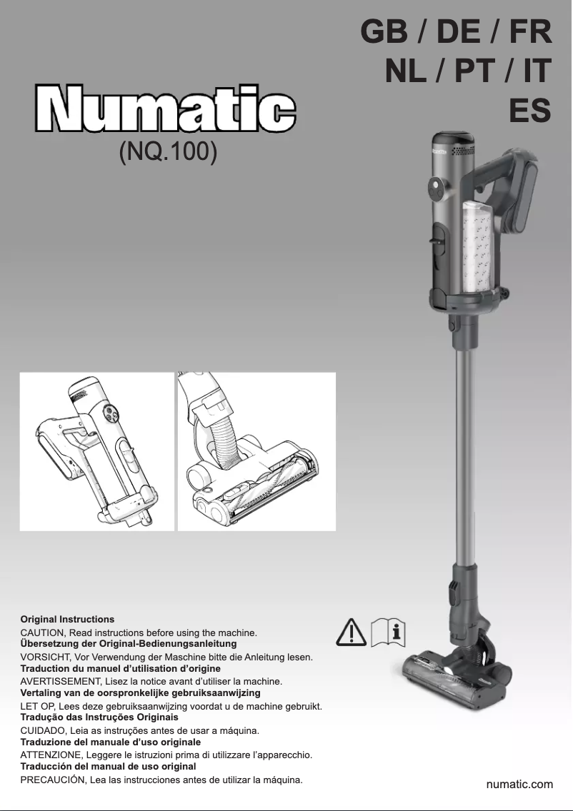 Page 1 de la notice Manuel utilisateur Numatic Quick NQ100