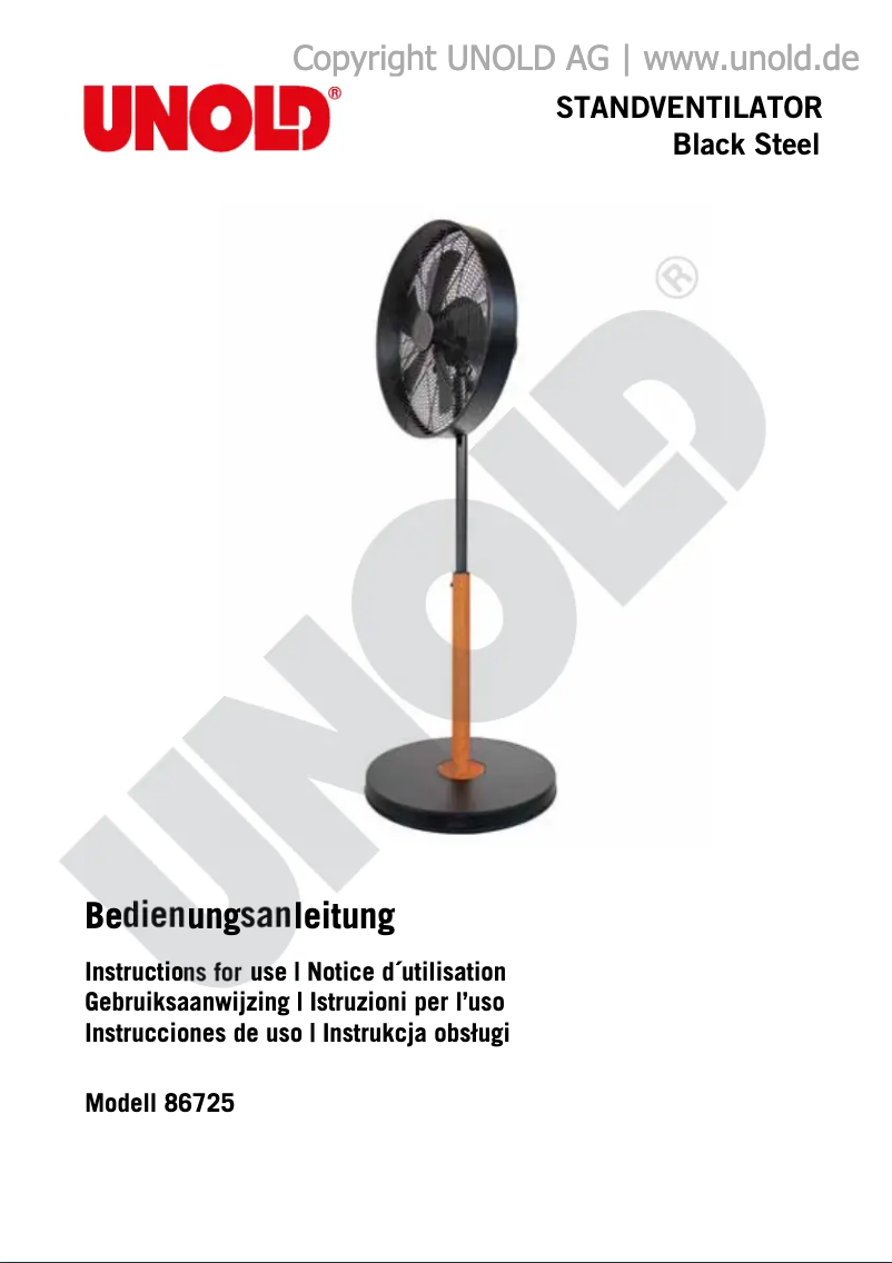 Page 1 de la notice Manuel utilisateur Unold Black Steel 86725