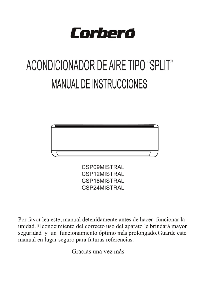 Page 1 de la notice Manuel utilisateur Corbero CSP18MISTRAL