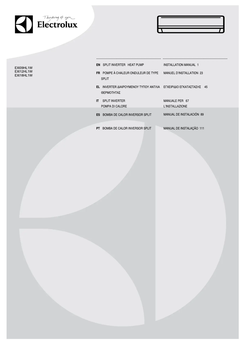 Page n°1 - Manuel utilisateur Electrolux EXI09HL1WE